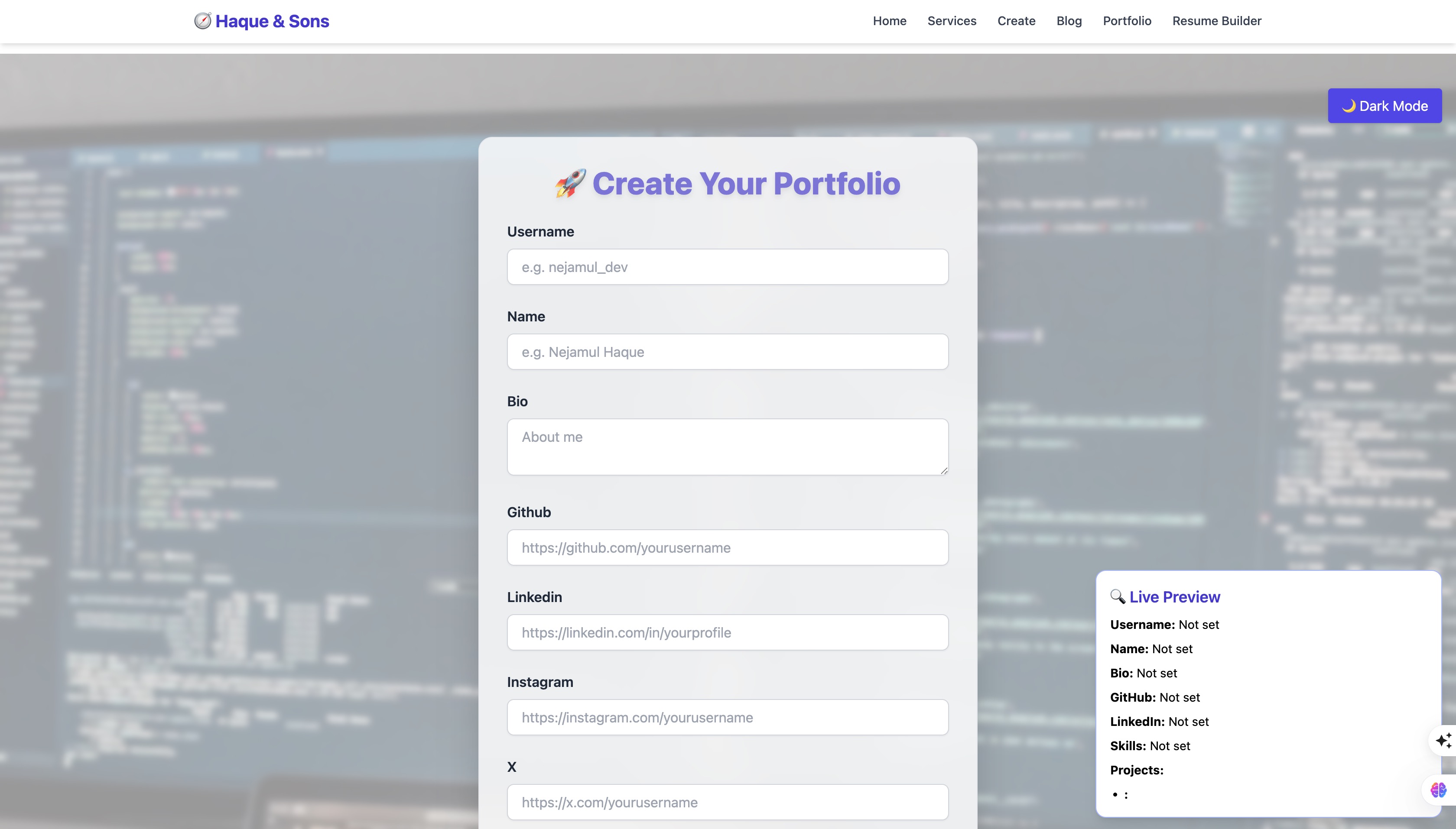 Portfolio Builder with AI
